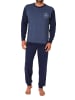 NORMANN Schlafanzug langarm Bündchen - 88820 in blau-mel.