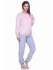 NORMANN Frottee Pyjama langarm Bündchen Streifen - 71528 in Rosa