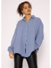 SASSYCLASSY Ultra Oversize Musselin-Blusenhemd kürzere Variante in Blau