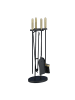 relaxdays 5er-Set: Kaminbesteck in Schwarz