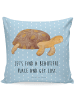 Mr. & Mrs. Panda Kissen Schildkröte MHerzieren mit Spruch in Blau Pastell