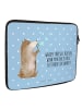 Mr. & Mrs. Panda Laptop Tasche Bär Seifenblasen mit Spruch in Blau Pastell