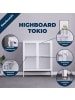 Coemo Highboard Tokio aus Metall mit Glastüren in Weiß