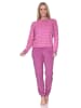 NORMANN Frottee Schlafanzug langarm Bündchen Streifenoptik in pink