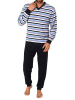 NORMANN Frottee Schlafanzug langarm Bündchen gestreifter - 77506 in rot