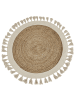 Beliani Geflochtener Teppich SAMSUN in Beige/Weiß - (W) 120 x (H) 120 x (L) 120 cm