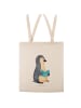 Mr. & Mrs. Panda Jutebeutel Pinguin Buch ohne Spruch in Creme