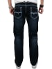Alessandro Salvarini Jeans A. Salvarini Herren Designer Jeans Hose - Dunkelblau dicke blaue Nähte in Dunkelblau