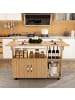 ABRIHOME Esstisch in Helle Eiche 110x70x80 cm klappbar mit 5 Ablagen und Rollen