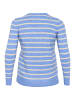 KAFFE curve Strickpullover KClinda in Blue Melange/Beige Stripe
