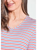 GOLDNER Kurzgröße:  Maritimer Streifenlook mit V-Ausschnitt in rot / weiß / geringelt