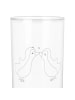 Mr. & Mrs. Panda Longdrinkglas Pinguine Kuss mit Spruch in Transparent