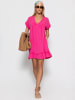 SASSYCLASSY Musselin Kleid mit V-Ausschnitt in Pink