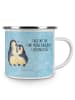 Mr. & Mrs. Panda Kaffeetasse Pinguin umarmen mit Spruch in Eisblau