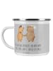 Mr. & Mrs. Panda Camping Emaille Tasse 3. Hochzeitstag Lederhoch... in Heather Grey