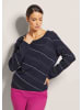 MADELEINE Langarm Glitzerpullover, Feinstrick in marine / silberfarben