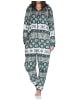 NORMANN Schlafanzug Jumpsuit Overall Norwegeroptik Coralfleece in grün