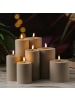 Deluxe Homeart LED Kerze MIA für Innen/Außen flackernd H: 15cm D: 7,5cm in sandfarben