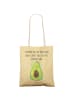 Mr. & Mrs. Panda Einkaufstasche Avocado Glücklich mit Spruch in Gelb Pastell