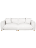 Beliani 3-Sitzer Sofa LUVOS in Weiß/Braun - (W) 220 x (H) 75 x (L) 104 cm