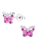 schmuck23 Ohrringe 925 Silber Schmetterling in Pink