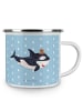 Mr. & Mrs. Panda Camping Emaille Tasse Orca Zylinder ohne Spruch in Blau Pastell