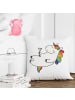 Mr. & Mrs. Panda Sofakissen 40x40 Einhorn Blümchentail ohne Spruch in Weiß