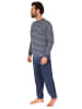 NORMANN Frottee Pyjama langarm Schlafanzug Bündchen Streifen - 75401 in marine