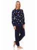 NORMANN Coralfleece Pyjama langarm Bündchen und Sternen - 58387 in marine