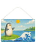 Mr. & Mrs. Panda Deko Schild Pinguin Surfer Design ohne Spruch in Weiß