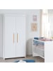 roba Kleiderschrank Lilo 2-türig weiß/natur mit Holzgriffen fürs Baby- & Kinderzimmer