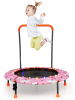 COSTWAY Trampolin mit Griff & LED 3-6 Jahre in Rosa