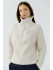 Oui Troyer-Pullover aus Baumwollmischung in Offwhite