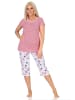 NORMANN Kurzarm Schlafanzug Capri Pyjama Streifen - 85081 in rot