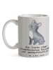Mr. & Mrs. Panda Teetasse Französische Bulldogge Liebe mit Spruch in Grau Pastell