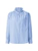 Rich & Royal Cotton Striped Blouse with Ruffle in Skyway Blue