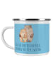 Mr. & Mrs. Panda Camping Emaille Tasse Verlobung Glaube mit Spruch in Sky Blue
