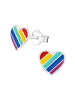 Alexander York Ohrstecker HERZ regenbogenfarben in 925 Sterling Silber, 2-tlg.