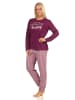 NORMANN langarm Schlafanzug Pyjama Schriftzug und karierter Hose - 64535 in beere