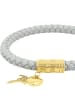 JOOP! Armband Edelstahl, IP gold, Leder in grau