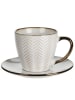 Siaki Collection Tasse für Kaffee oder Tee mit Untertasse in Beige, (B) 14 x (H) 8,5 x (L) 14 cm
