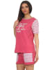 NORMANN Shorty Pyjama kurzarm CollegeLook print und abgesetzten Ärmeln - 53770 in pink