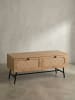 KADIMA DESIGN Lowboard 100x45x40 cm TV-Kommode mit Eiche-Dekor & Rattan, Design