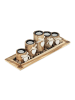 relaxdays Teelichthalter in Braun - (B)39,5 x (H)13,5 x (T)13 cm