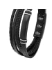 s.Oliver Armband Edelstahl, IP Schwarz, Leder in Schwarz