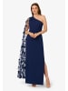 Adrianna Papell Abendkleid Crepe One Shoulder Dress in Navy Sateen