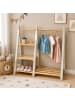 relaxdays Kinderkleiderständer "mit Regal" in Natur/ Weiß - (B)112 x (H)111,5 x (T)48 cm