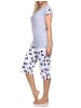 NORMANN Kurzarm Capri Pyjama Shorty Schlafanzug Hose Tiermotiv - 84983 in grau