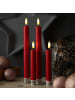 Adilina 2x LED Stabkerzen LINA Rustik-Optik Echtwachs H: 16cm in rot