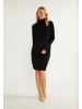 usha WHITE LABEL Damen Strick Langarmkleid Midi in Schwarz